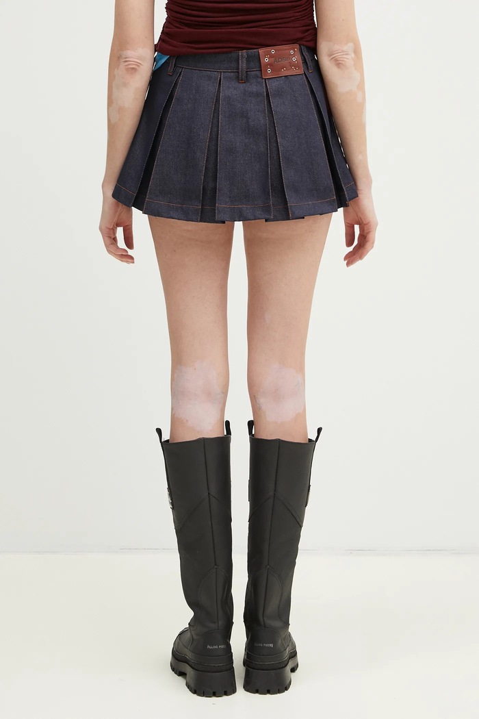 Clothing Andersson Bell denim skirt Embroidery Panel Pleated Denim apa795w navy