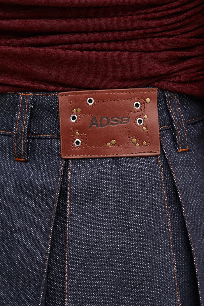 Andersson Bell denim skirt Embroidery Panel Pleated Denim navy apa795w