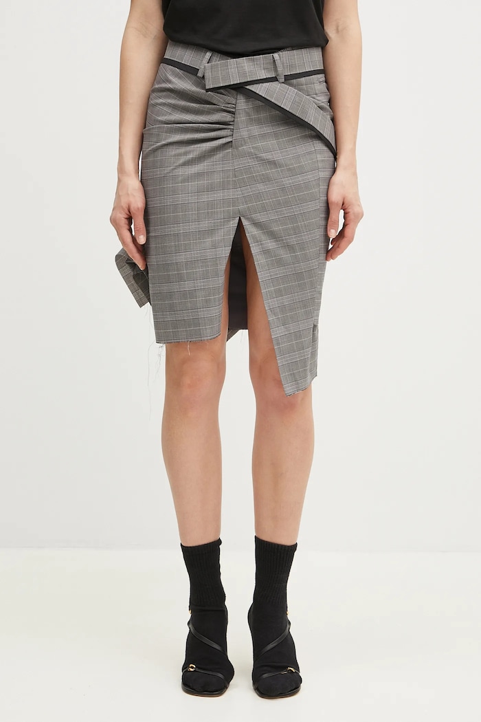 Sukňa s prímesou vlny Ottolinger Drape Pencil s elastanom sivá 123.300523.02