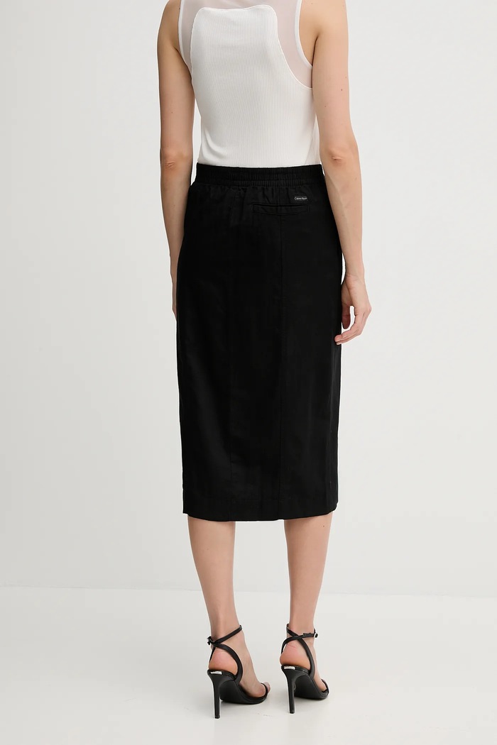 Odzież Calvin Klein Jeans spódnica z domieszką lnu J20J225327 czarny