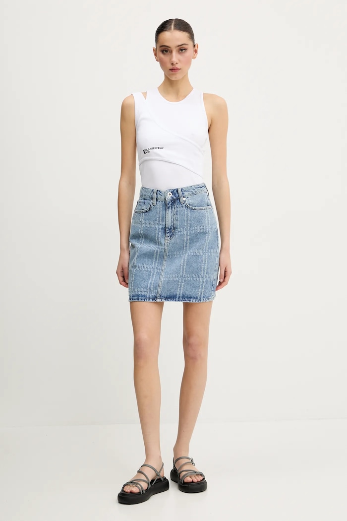 Džínová sukně Karl Lagerfeld Jeans A2W12013 modrá SS25