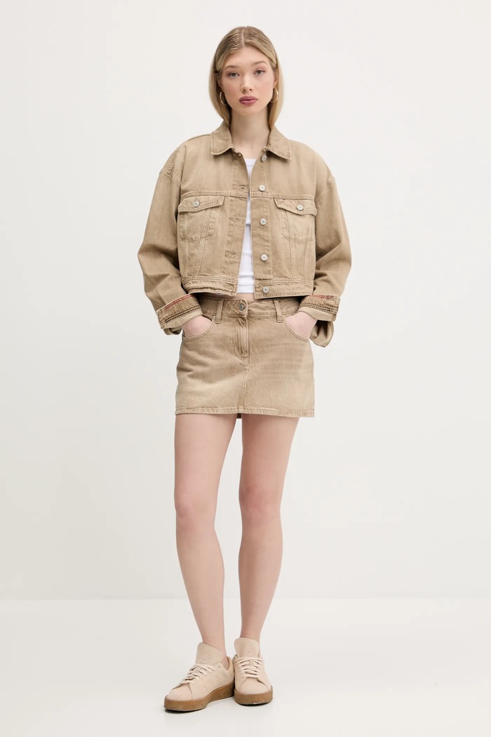 Tommy Jeans fustă jeans DW0DW20134 bej SS25