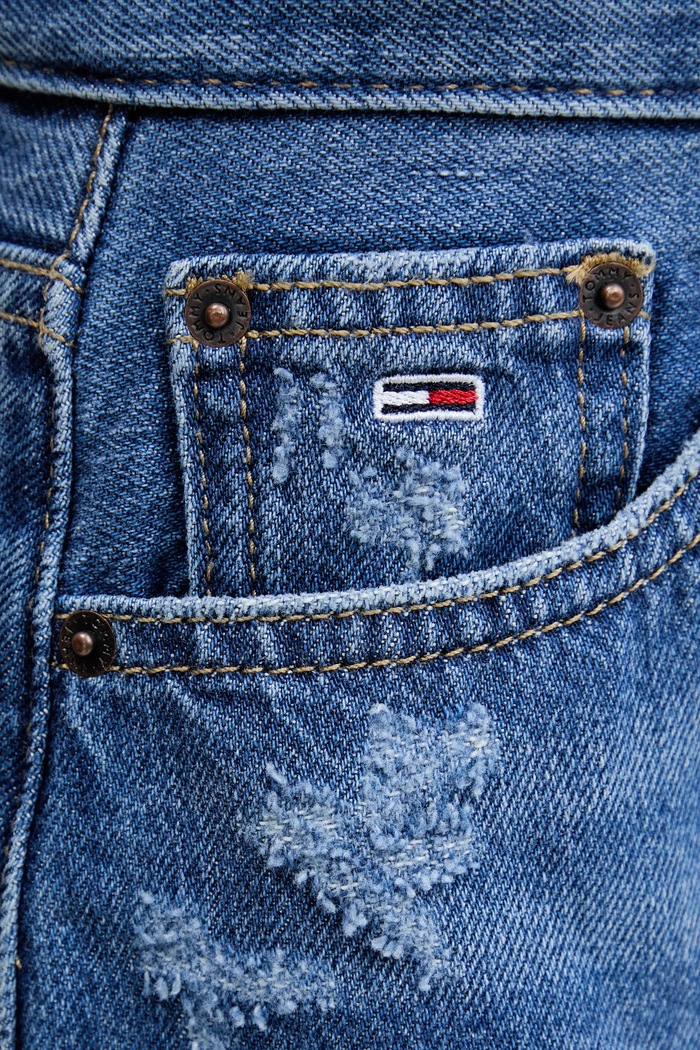 Rifľová sukňa Tommy Jeans modrá DW0DW20135