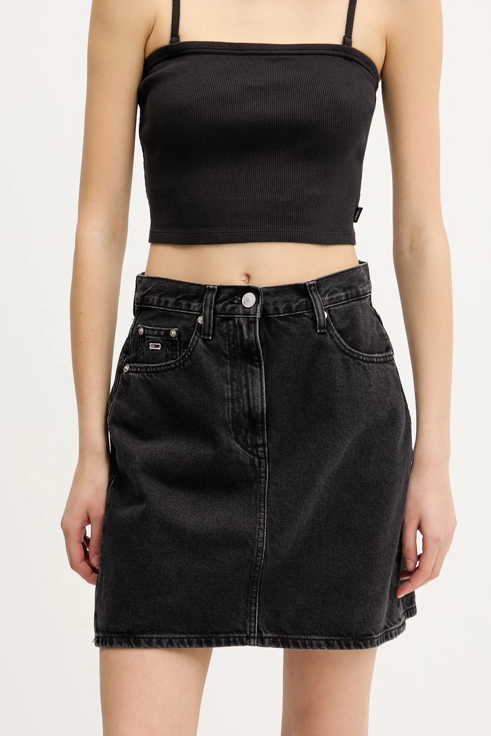 Tommy Jeans farmer szoknya farmer fekete DW0DW21275