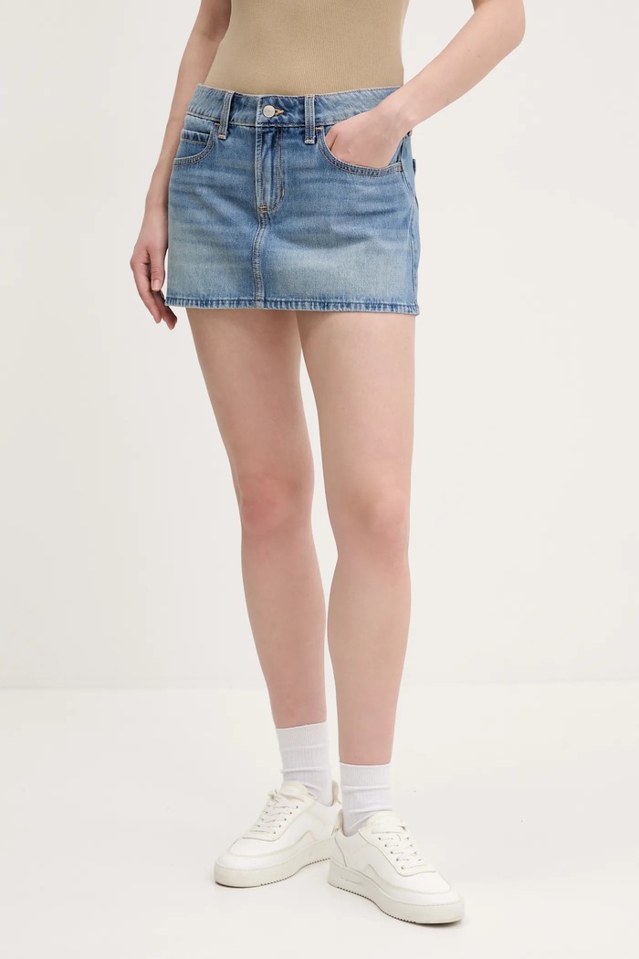Bavlnená sukňa Hollister Co. bavlna modrá KI343.5026.280