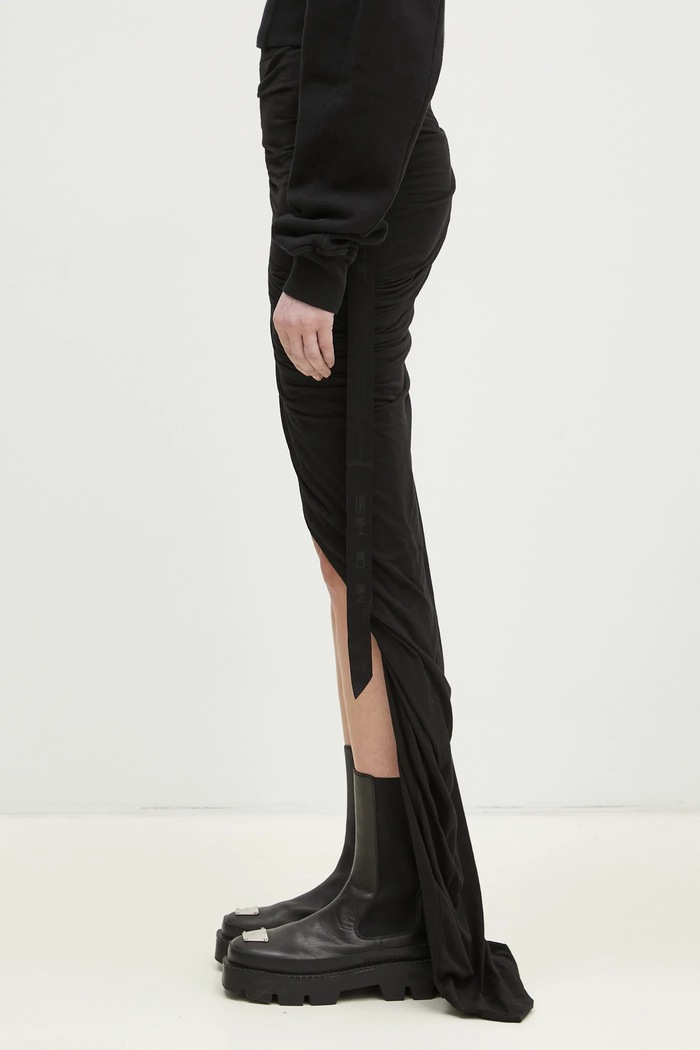 Rick Owens spódnica bawełniana Soft Edfu Skirt Long DS01E3334.BHDB czarny SS25