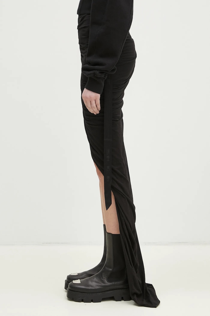 Rick Owens spódnica bawełniana Soft Edfu Skirt Long DS01E3334.BHDB czarny SS25