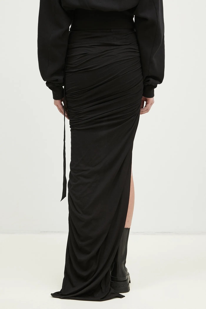 Odzież Rick Owens spódnica bawełniana Soft Edfu Skirt Long DS01E3334.BHDB czarny
