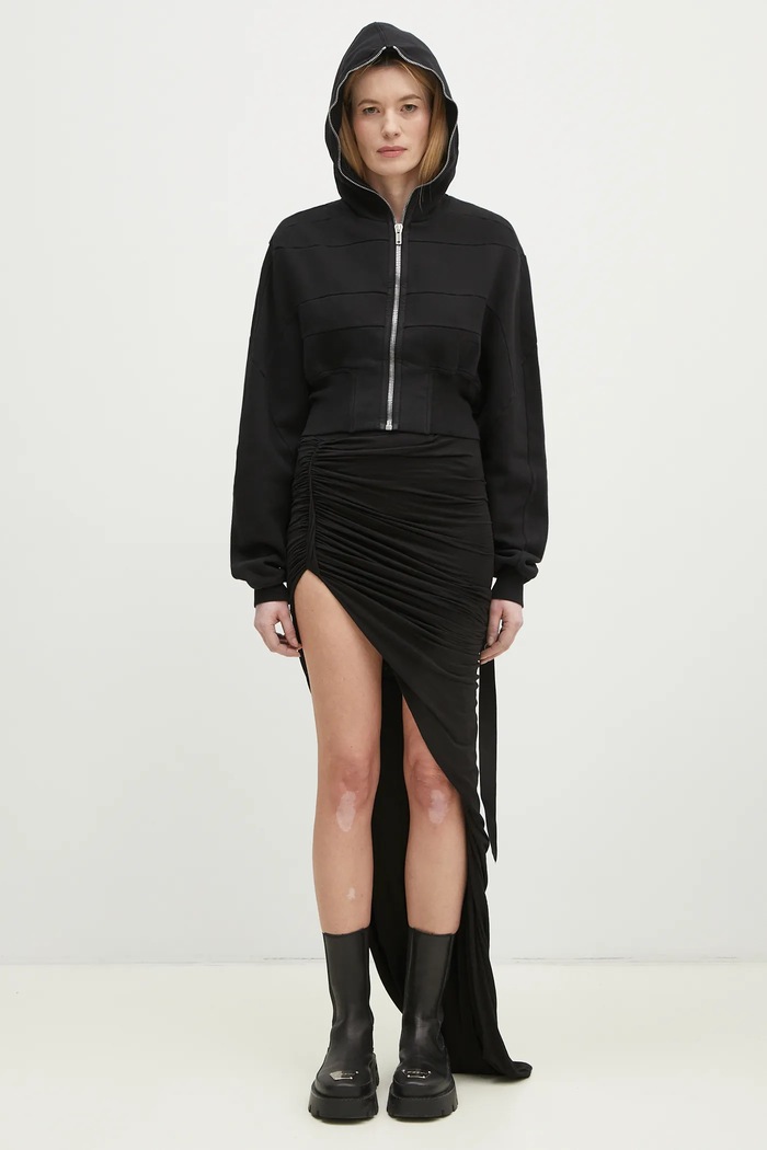 Rick Owens spódnica bawełniana Soft Edfu Skirt Long DS01E3334.BHDB