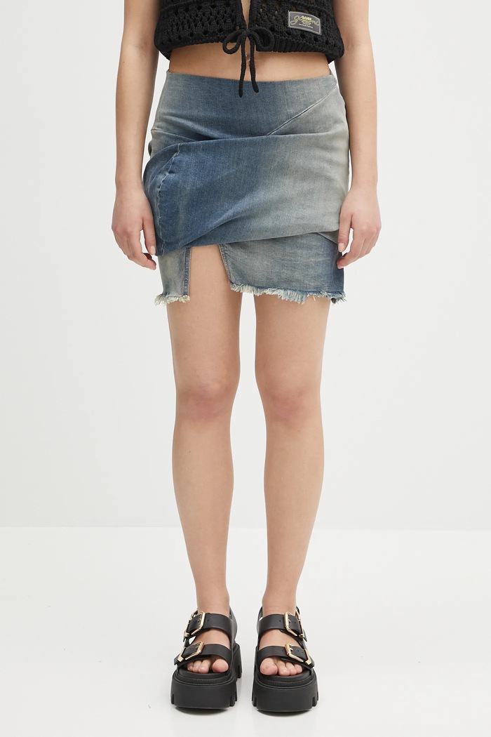 Джинсова спідниця Rick Owens DRKSHDW Draped Mini casual блакитний DS01E3343.SDWB