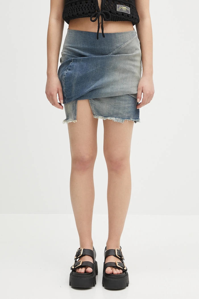 Джинсова спідниця Rick Owens DRKSHDW Draped Mini casual блакитний DS01E3343.SDWB