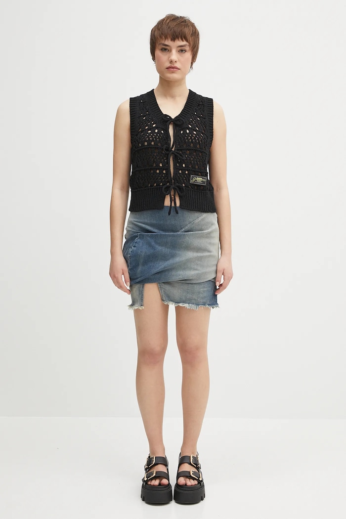 Джинсова спідниця Rick Owens DRKSHDW Draped Mini DS01E3343.SDWB блакитний