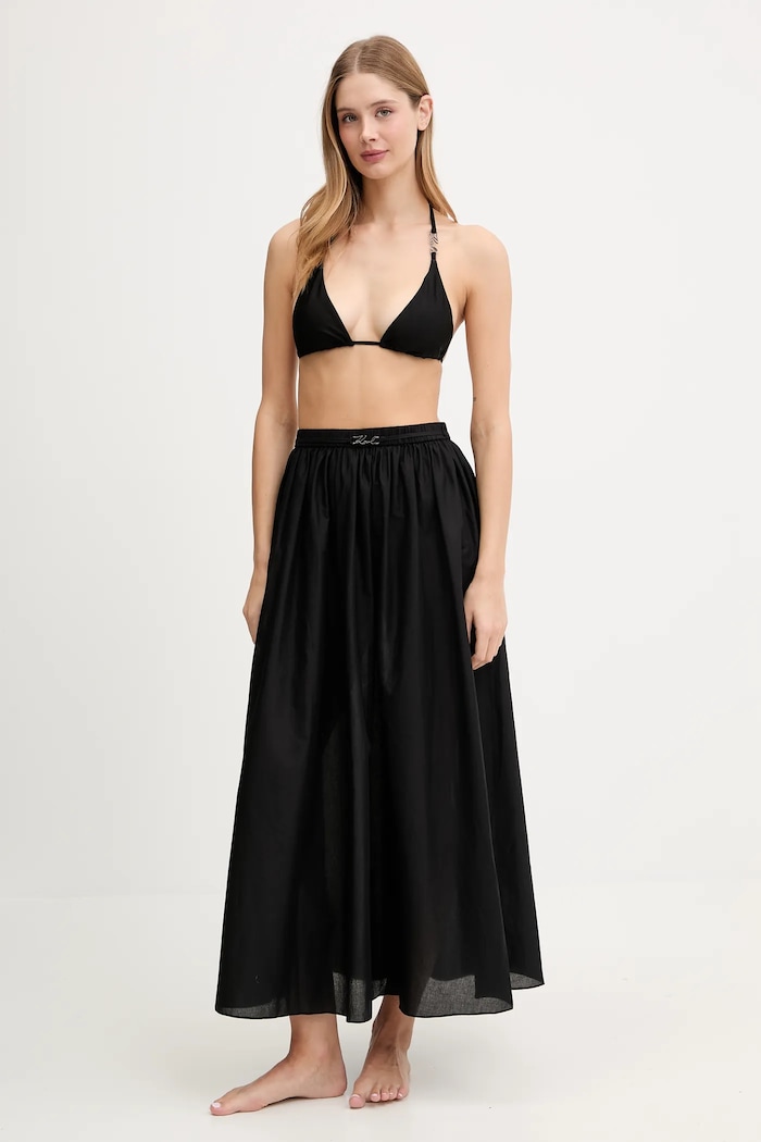 Βαμβακερή φούστα Karl Lagerfeld A2W46043 μαύρο SS26