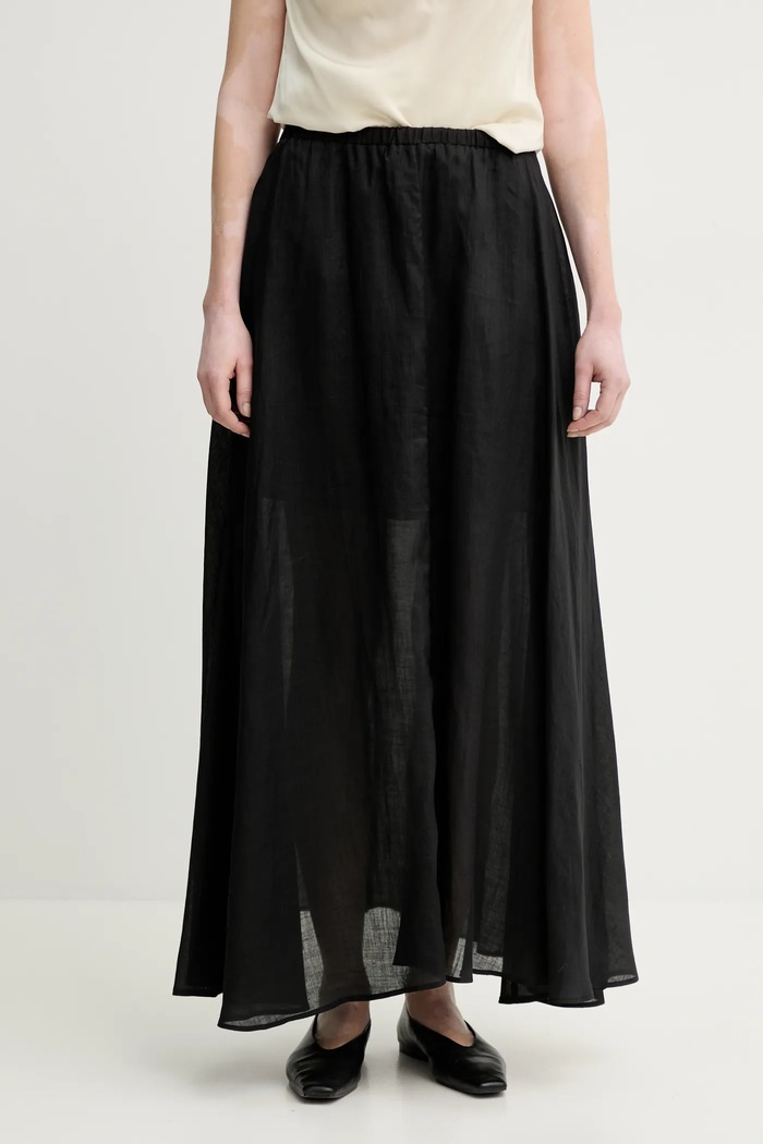ISABELLE BLANCHE spódnica lniana casual czarny IS25SS.G093.T019