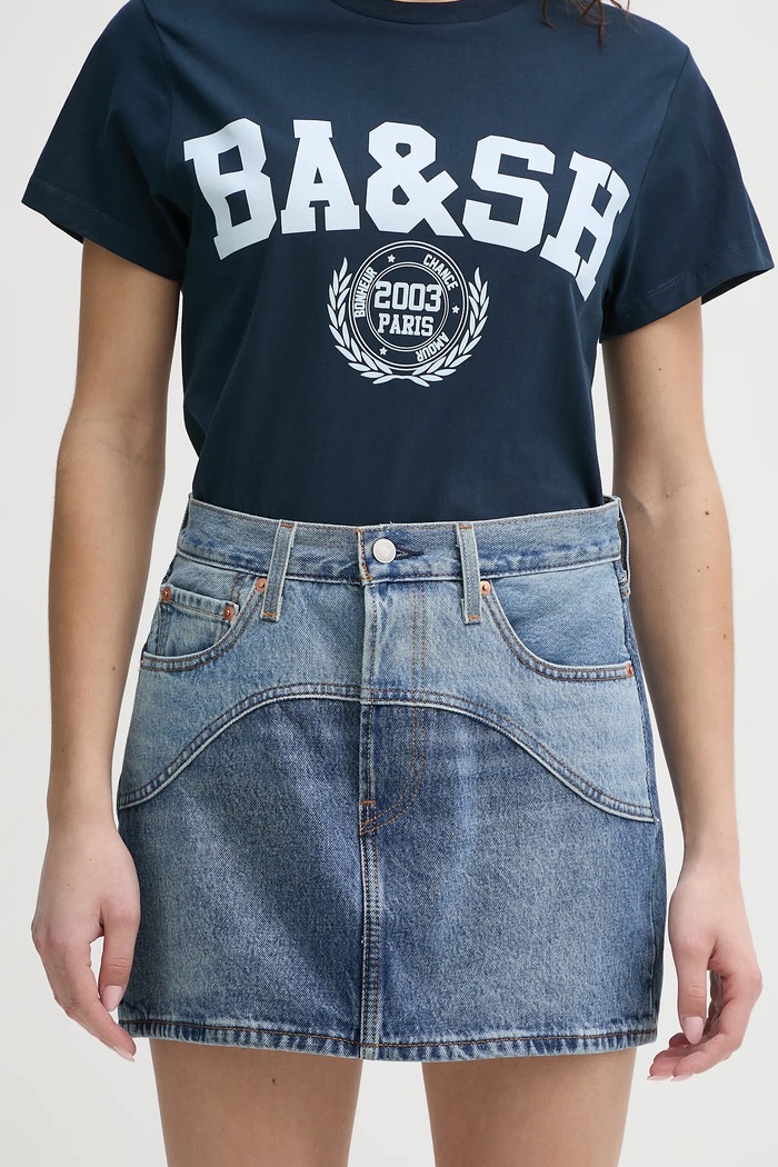 Levi's spódnica ICON SKIRT WESTERN YOKE bawełna niebieski 001VJ