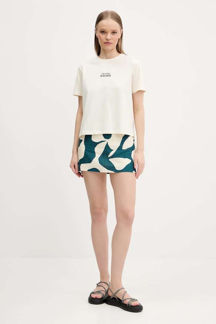Ľanová sukňa Abercrombie & Fitch KI143.5049.238 zelená SS25