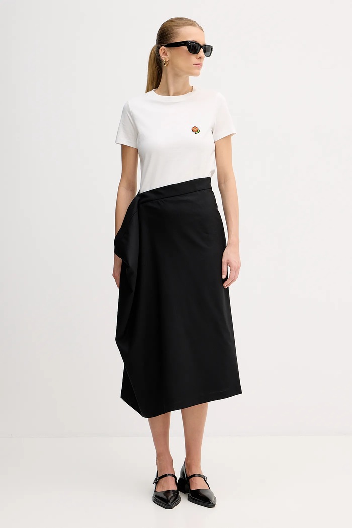 Kenzo spódnica wełniana FF52JU3149RA.99 czarny SS25