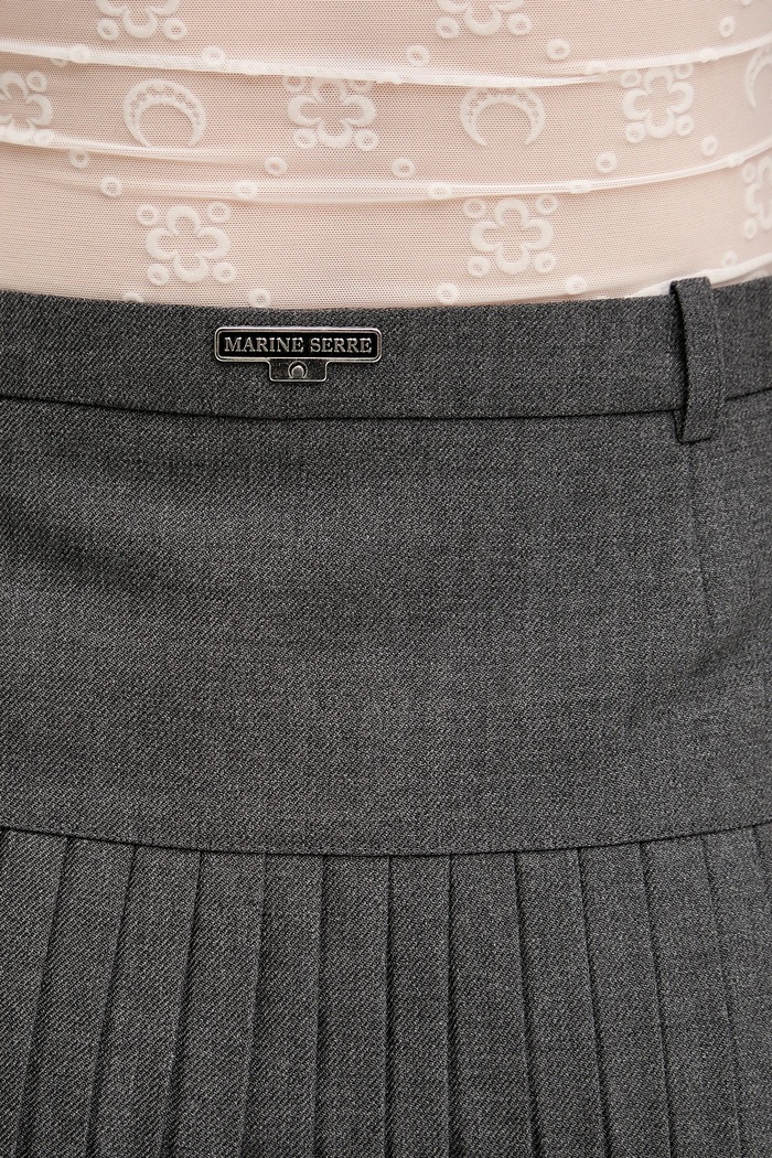 Marine Serre wool blend skirt Regenerated Tailoring Pleated WSK063A.DWOV0057 gray