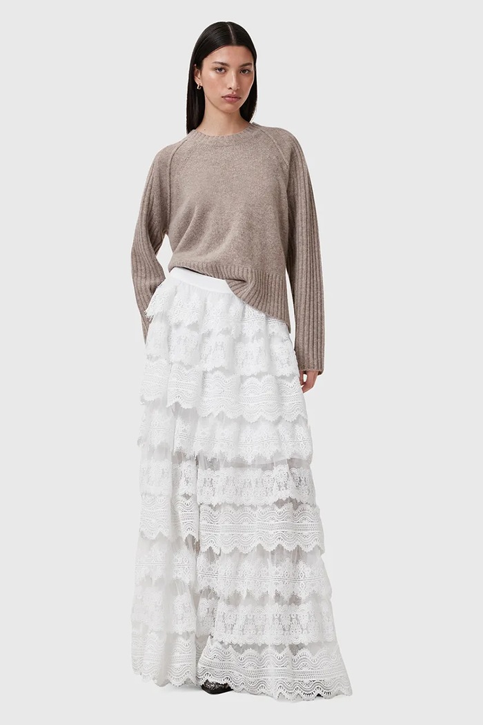 Φούστα AllSaints LIZI LACE casual λευκό W059RC