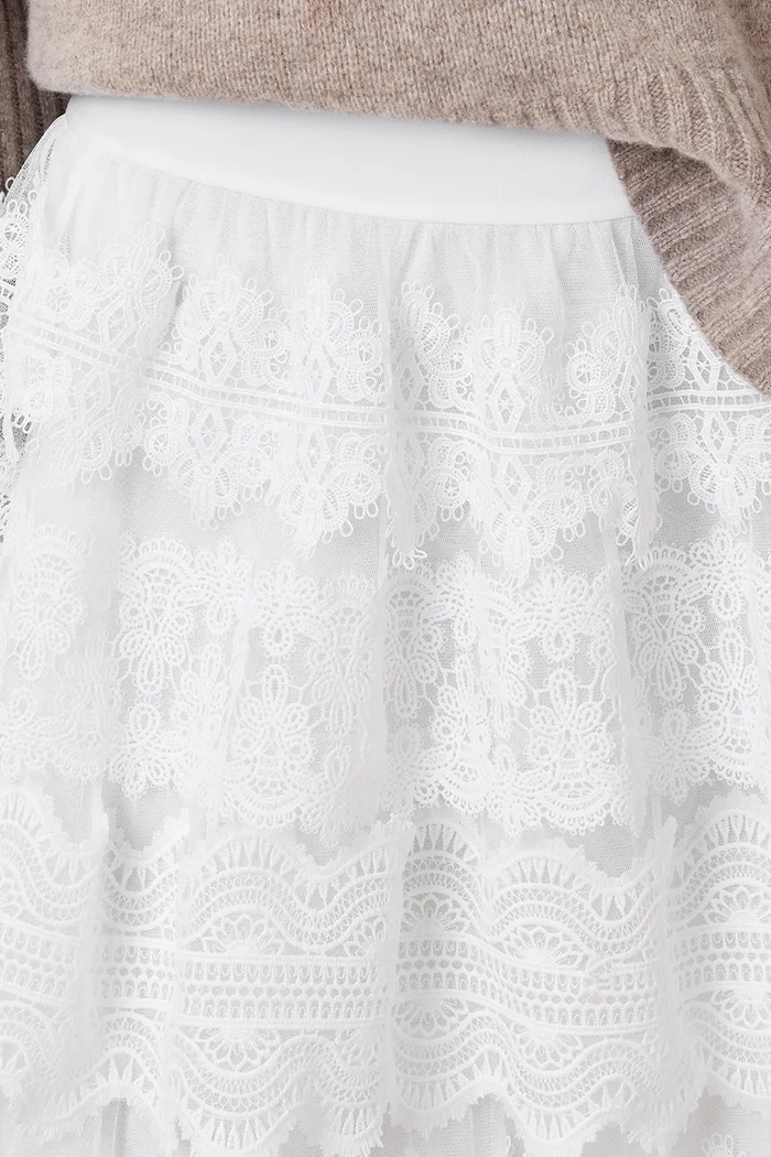 Ρούχα Φούστα AllSaints LIZI LACE W059RC λευκό