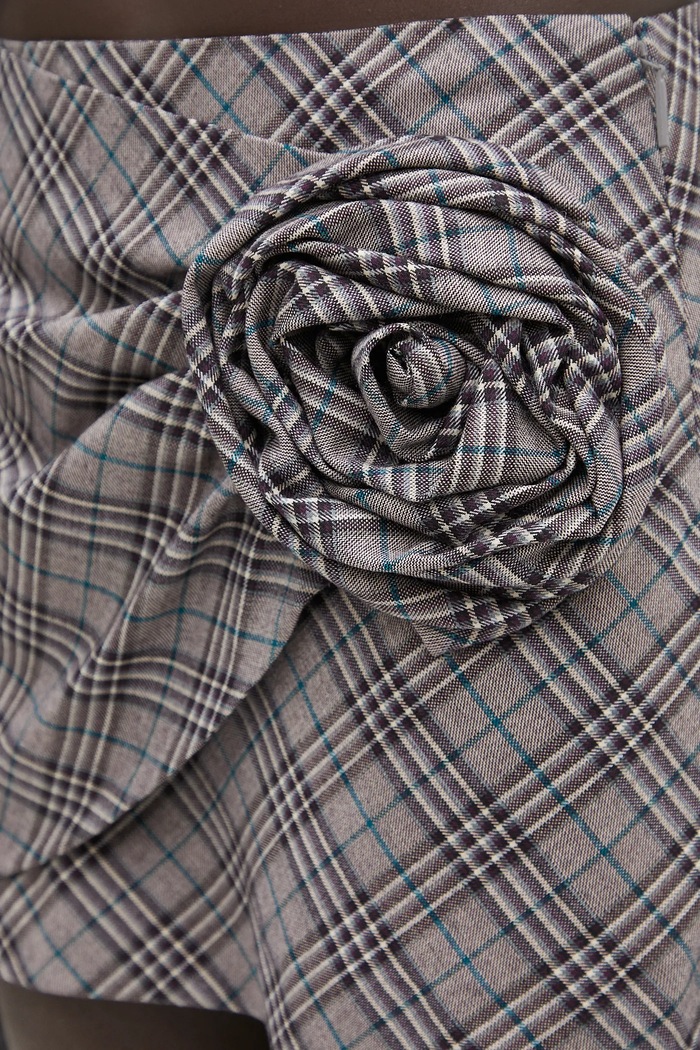 AMBUSH gonna in lana Check Rose Skirt grigio 12115390