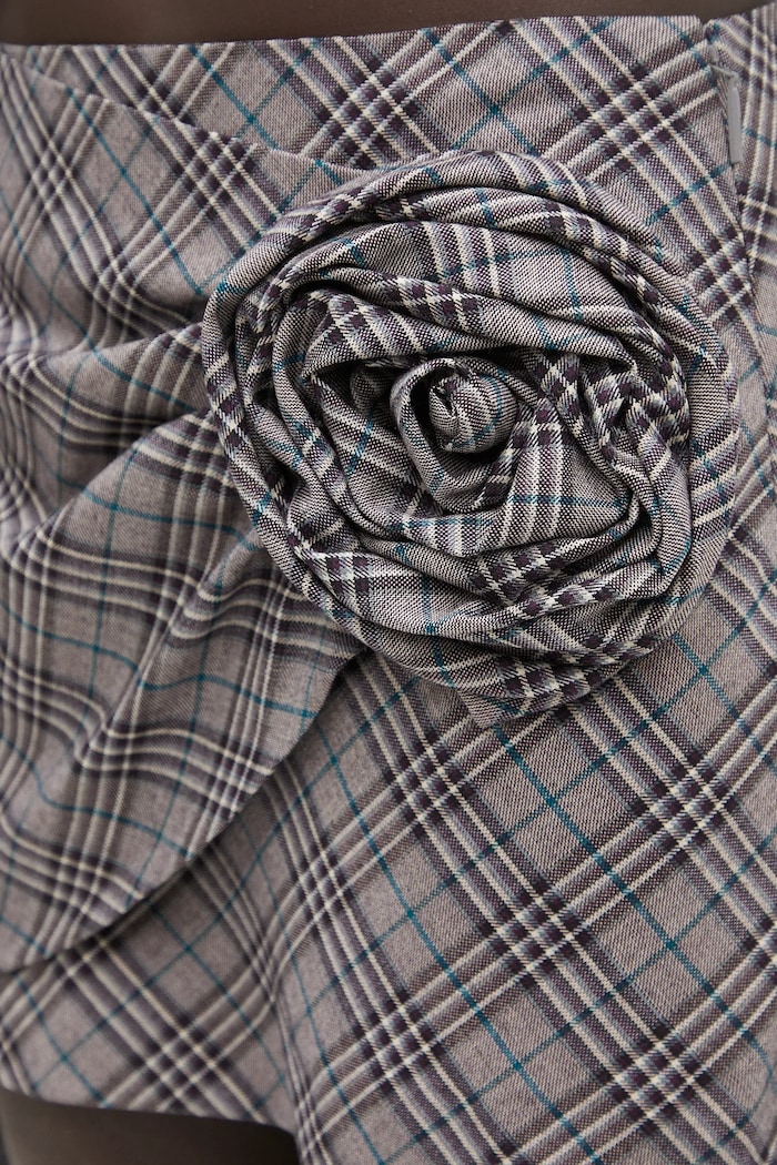 AMBUSH gonna in lana Check Rose Skirt grigio 12115390