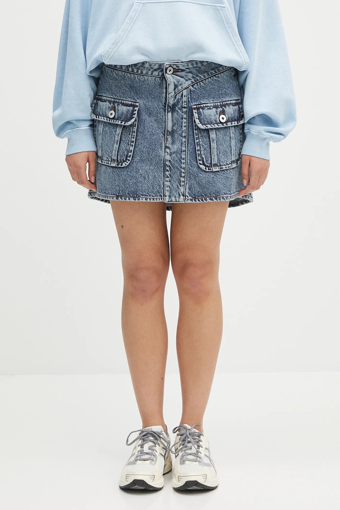 JW Anderson gonna di jeans Patch Pocket Mini dritto blu DK0026.PG1619.172