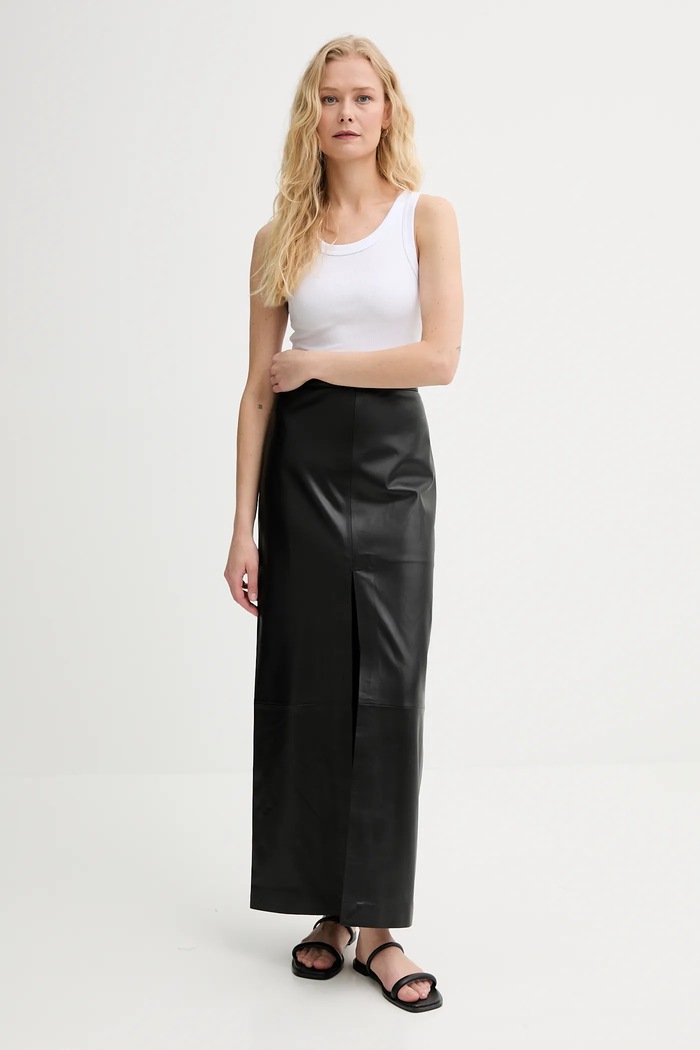 Kožená sukně Filippa K 31409.FK černá SS25