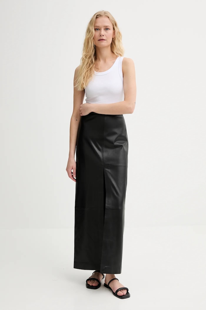 Kožená sukně Filippa K 31409.FK černá SS25