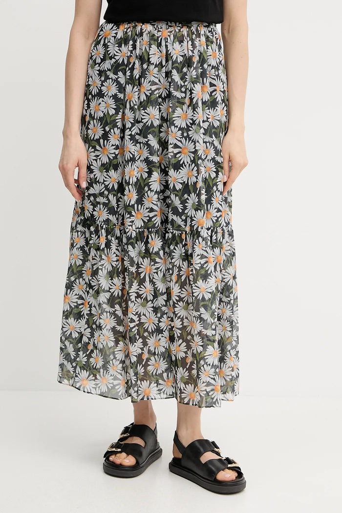 Копринена пола Weekend Max Mara флорален черен 2515101013600