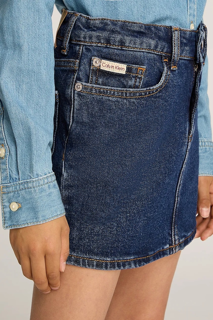 Dječja traper suknja Calvin Klein Jeans IG0IG02717.PPYA mornarsko plava