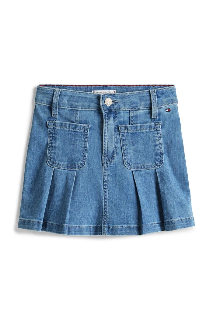 Παιδική βαμβακερή φούστα Tommy Hilfiger KG0KG08430.128.176.PPYA μπλε SS25