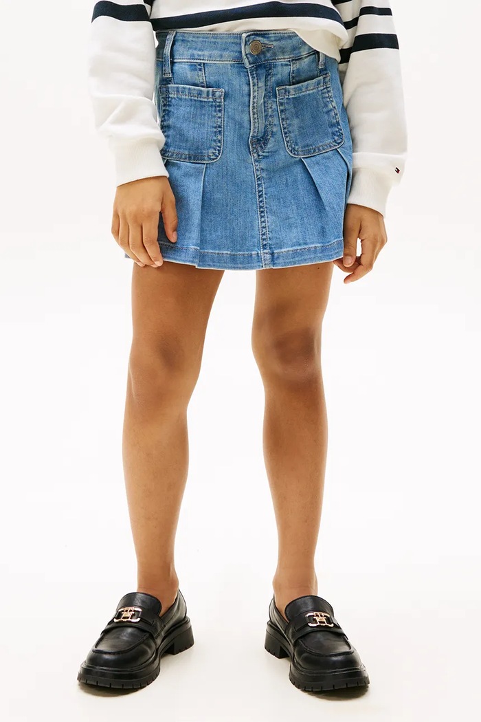 Παιδική βαμβακερή φούστα Tommy Hilfiger μπλε KG0KG08430.128.176.PPYA