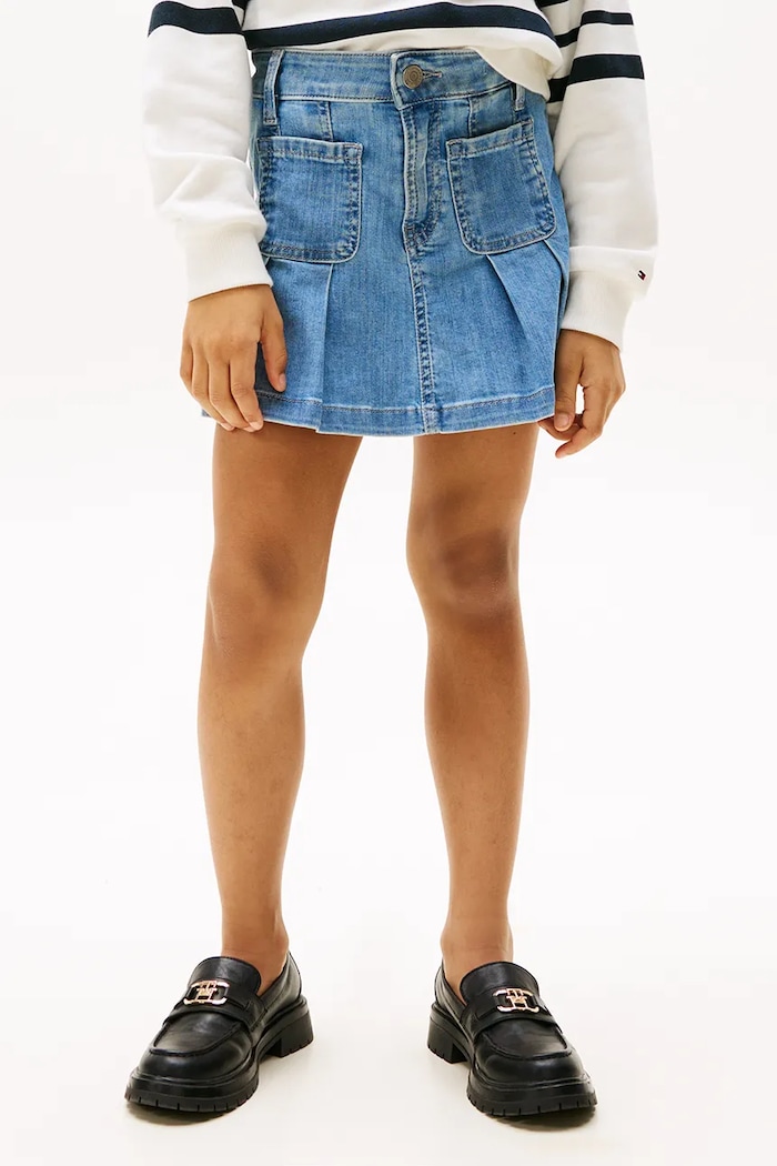 Παιδική βαμβακερή φούστα Tommy Hilfiger μπλε KG0KG08430.128.176.PPYA