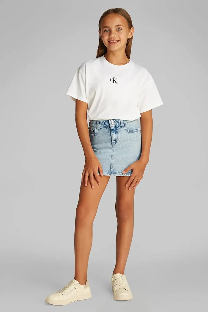 Детска дънкова пола Calvin Klein Jeans памук син IG0IG02893.PPYA