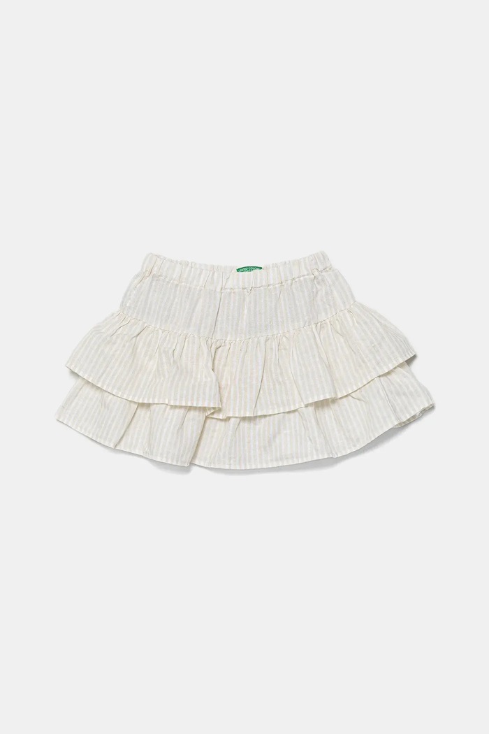 United Colors of Benetton fustă de in pentru copii flori bej 4Q1NG0010.P.Seasonal
