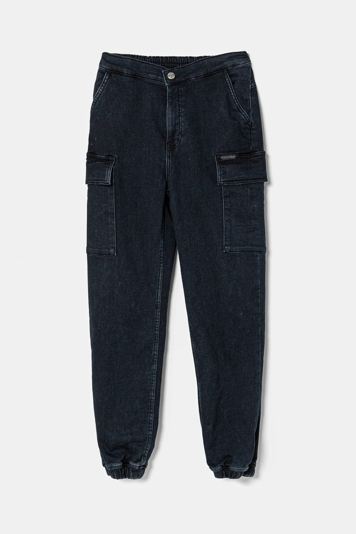 Παιδικά τζιν Calvin Klein Jeans DENIM JOGGER με ρύθμιση σκούρο μπλε IB0IB02408.PPYA