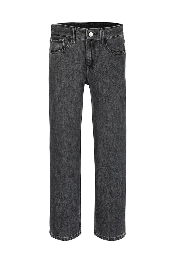 Παιδικά τζιν Calvin Klein Jeans STRAIGHT IB0IB02479.PPYA μαύρο SS25