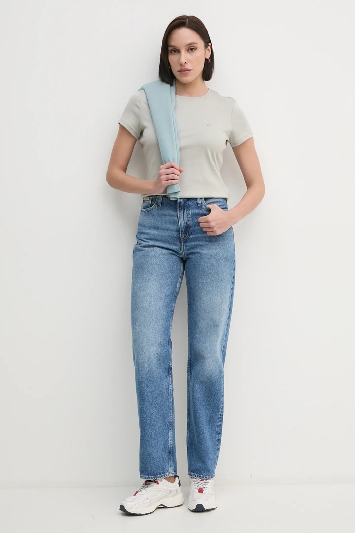 Kavbojke Calvin Klein Jeans J20J225003 modra SS25