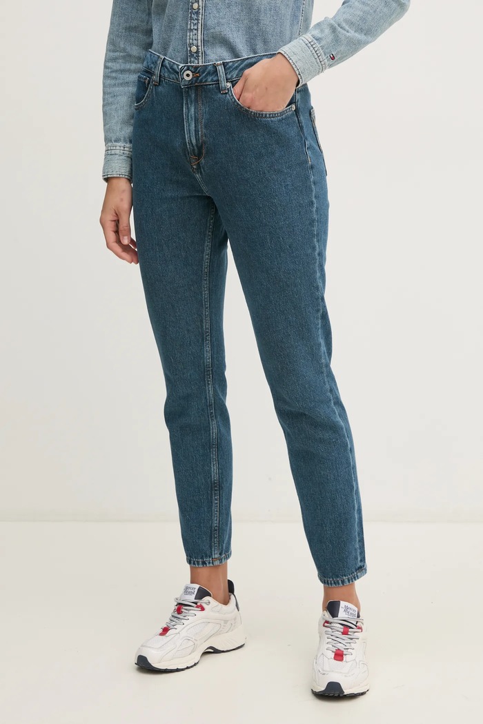 Τζιν παντελόνι Pepe Jeans TAPERED JEANS HW VIOLET Planet friendly σκούρο μπλε PL204591EF2