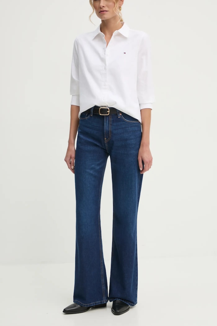 Bombažne kavbojke Pepe Jeans FLARE HW WILLA Prijazno od planeta mornarsko modra PL204734EF1