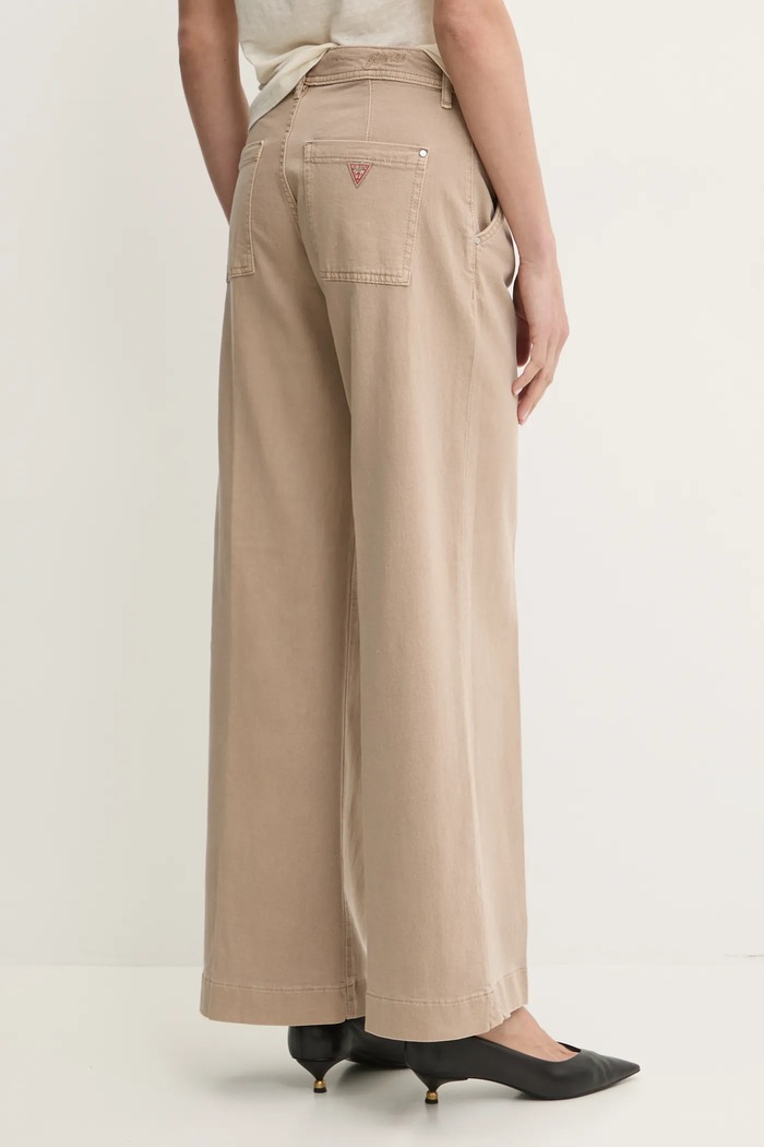 Odzież Guess jeansy wide leg damskie ZOYA W5RA1L.WFXVA beżowy