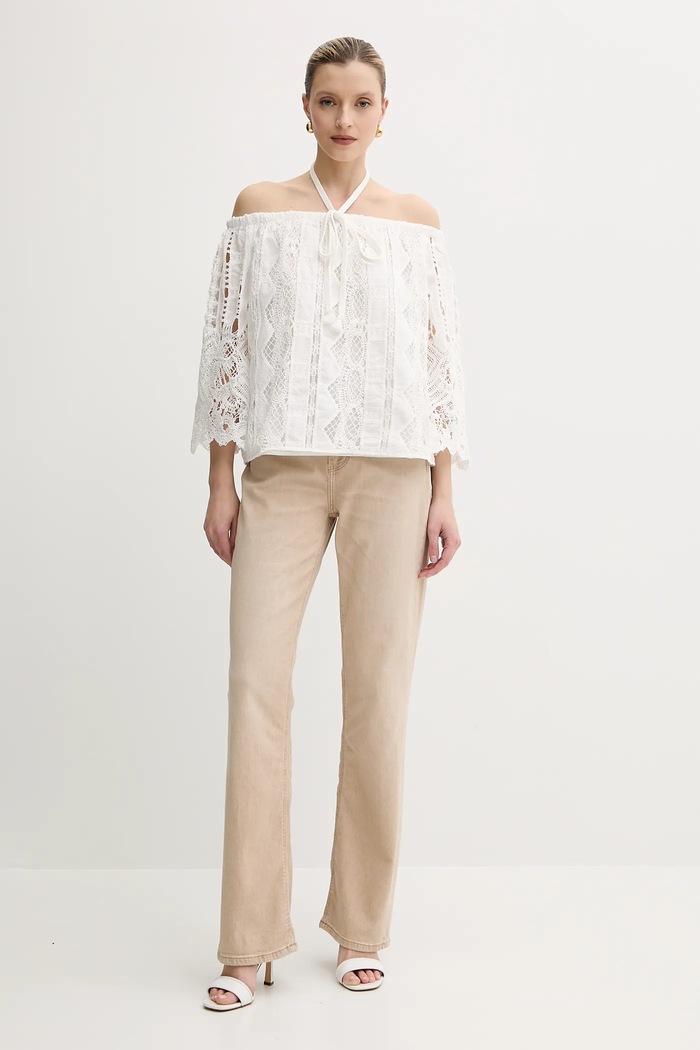 Guess jeansy W5RA33.D5LL1 beżowy SS25