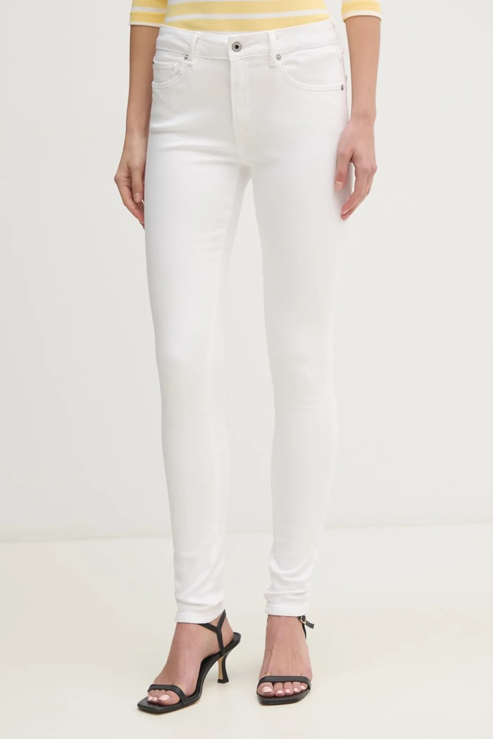 Pepe Jeans jeansy SKINNY JEANS MW REGENT Planet friendly biały PL204728TC7