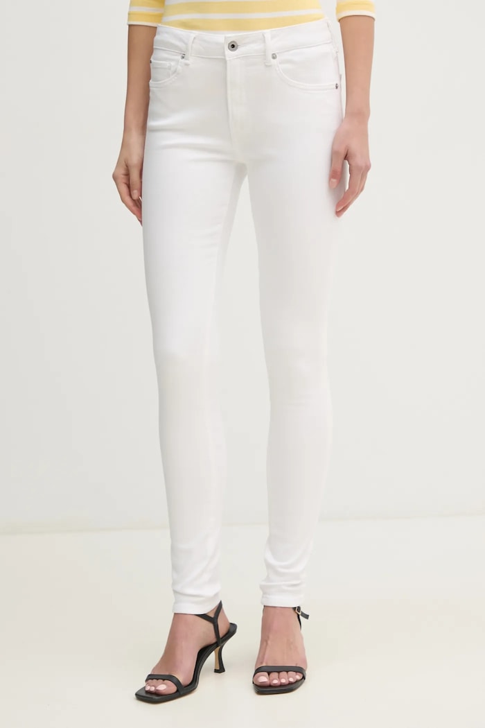 Pepe Jeans jeansy SKINNY JEANS MW REGENT Planet friendly biały PL204728TC7