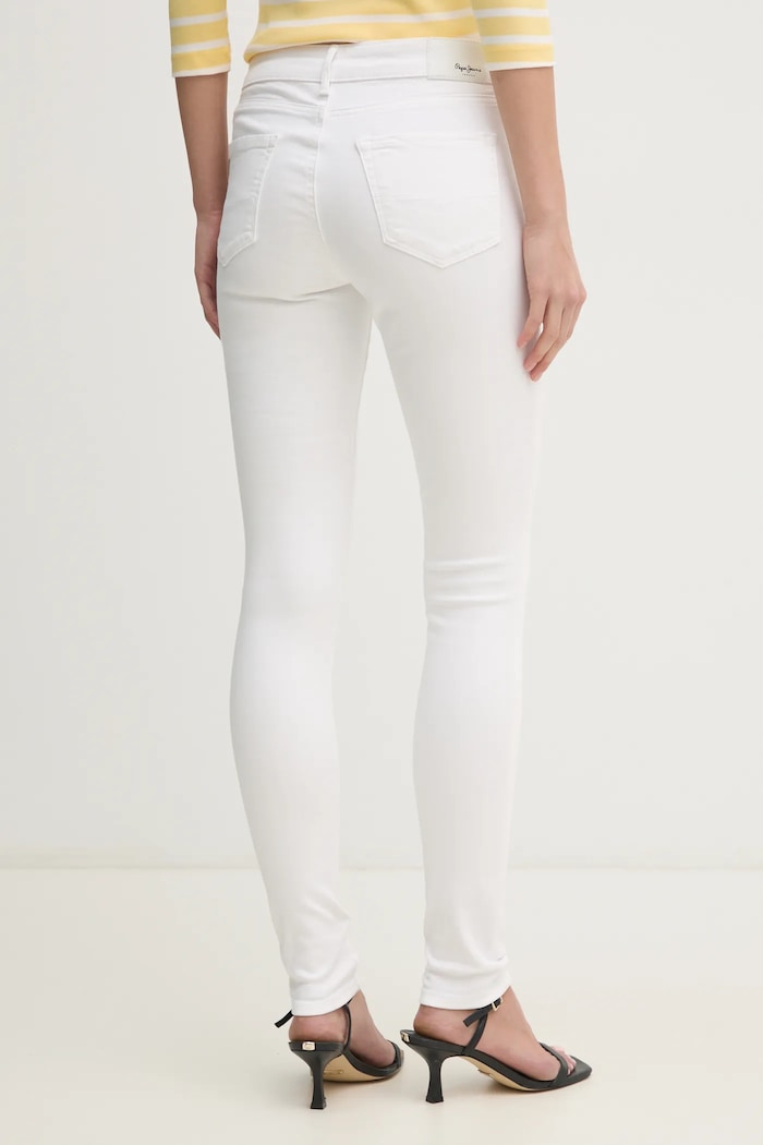 Odzież Pepe Jeans jeansy SKINNY JEANS MW REGENT PL204728TC7 biały