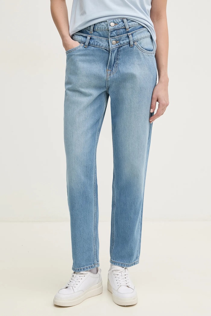 Pepe Jeans jeansy TAPERED JEANS UHW DOUBLE Planet friendly niebieski PL205000