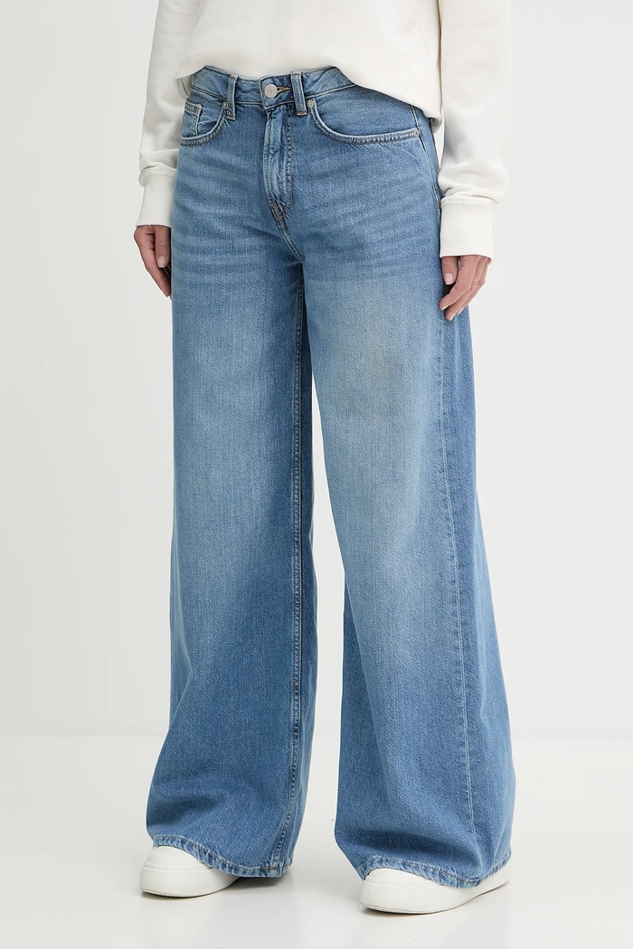 Džíny Pepe Jeans WIDE LEG JEANS MW VINTAGE Planet friendly modrá PL205015