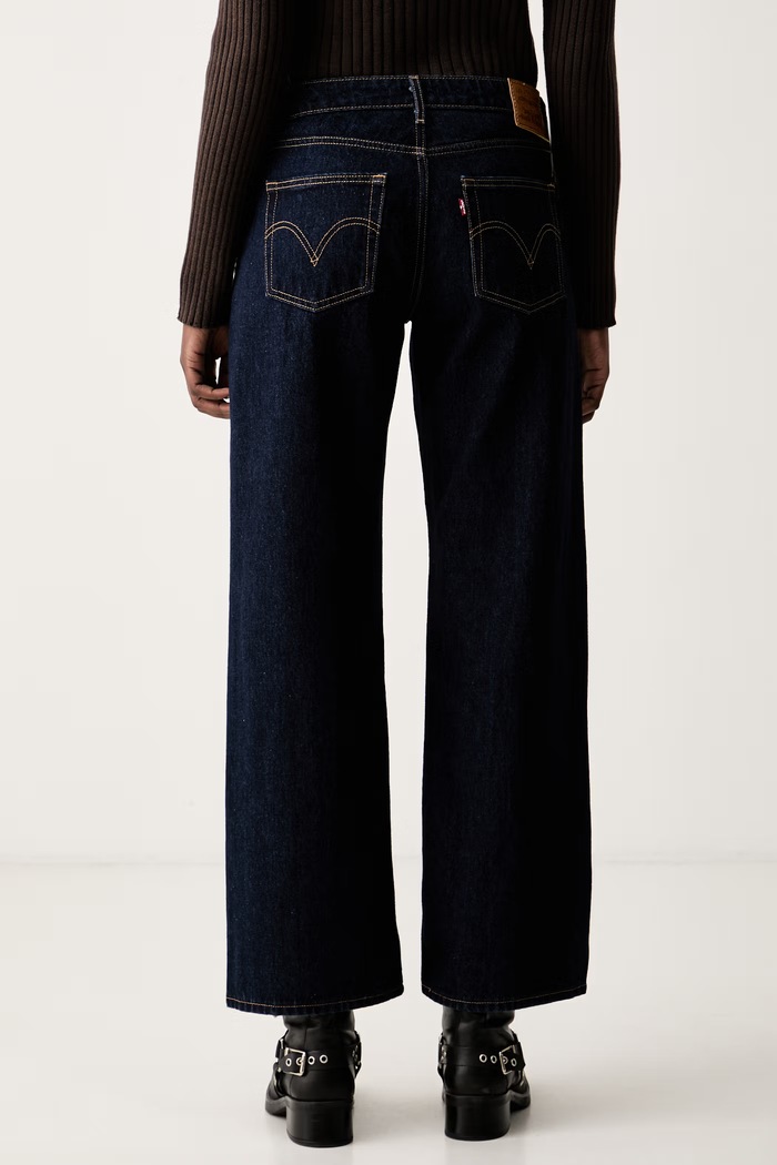 Odzież Levi's jeansy loose damskie LOW LOOSE A5566 granatowy