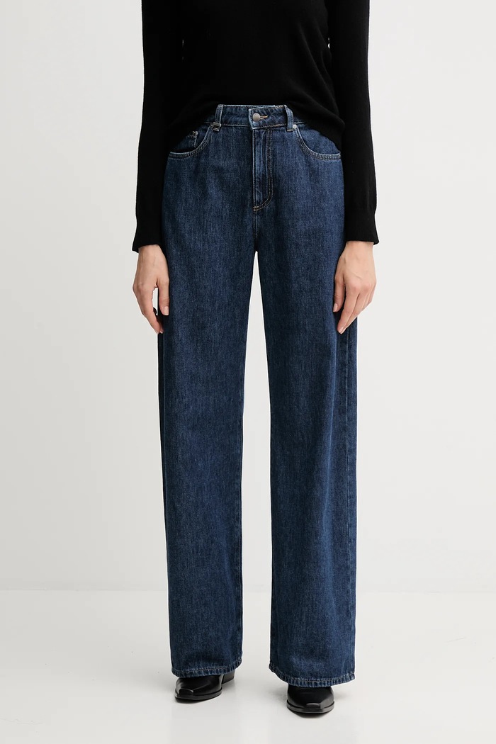 United Colors of Benetton jeansy wide leg damskie niebieski 43UNDE02B